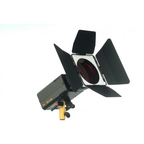 E177 - Coupe-flux 4 volets pivotant sur 360° avec porte-filtre couleur - s'adapte sur réflecteur MICRO-PRO ø135mm - elfo