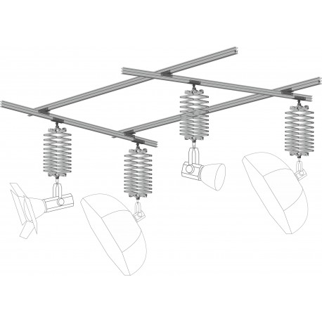MKIT44 - Système Rails Plafond KIT 4m*4m (4x rail 4m, 4x pantographe + glissière) - elfo