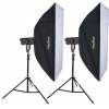 Studioflitsset - 2x FX-600-PRO 600 Ws Digitaal display, 2x statief 250cm, 2x Softbox illuStar 80x120cm - elfo