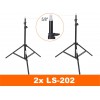 Kit éclairage studio LED, 2x LEDB-500 Lampe LED 50W pour studio, numérique, 2x trépied 195cm, 2x boîte à lumière ø80cm, WR-L99