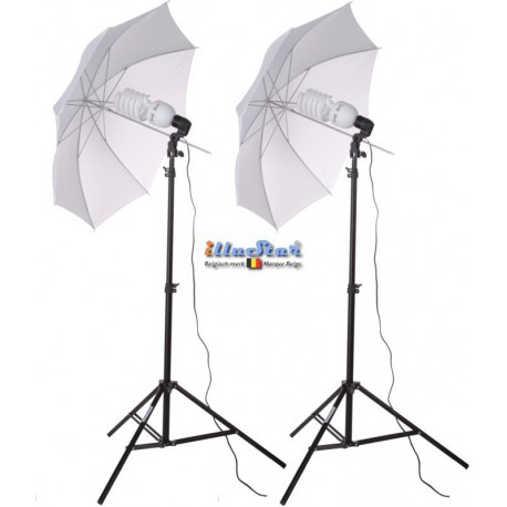 SET-FLT2-105 - Studio Kit (16800 lm) 2x 105W Daylight Fluorecent lamp, 2x light stand 190cm, 2x Umbrella Transparent ø84cm SET-FLT2-105 - Studio Kit (16800 lm) 2x 105W Daylight Fluorecent lamp, 2x light stand 190cm, 2x Umbrella Transparent ø84cm